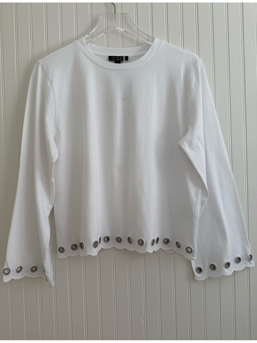 J. Crew Boyfriend Jersey Relaxed Long-Sleeve T-Shirt with Grommets - Picture 2 of 7